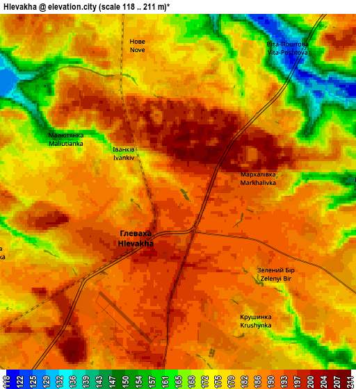 Zoom OUT 2x Hlevakha, Ukraine elevation map