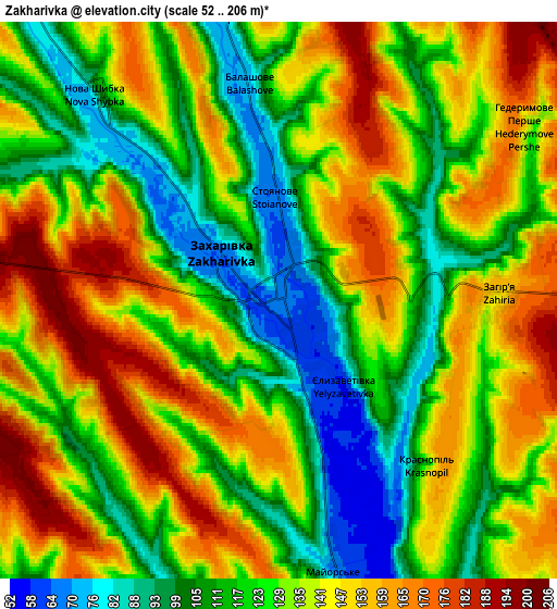 Zoom OUT 2x Zakharivka, Ukraine elevation map