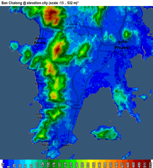 Zoom OUT 2x Ban Chalong, Thailand elevation map