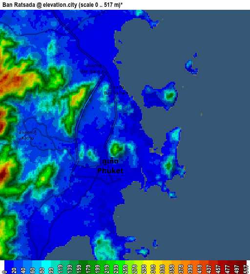 Zoom OUT 2x Ban Ratsada, Thailand elevation map