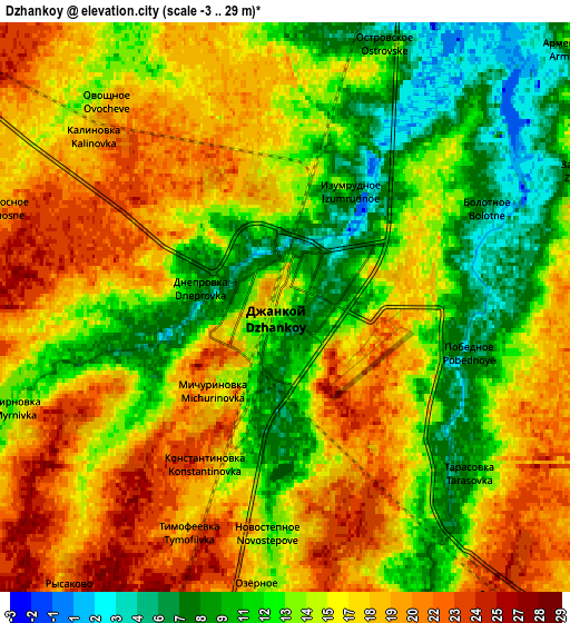 Zoom OUT 2x Dzhankoy, Ukraine elevation map