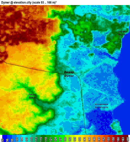 Zoom OUT 2x Dymer, Ukraine elevation map