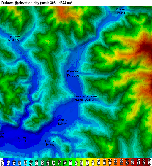 Zoom OUT 2x Dubove, Ukraine elevation map