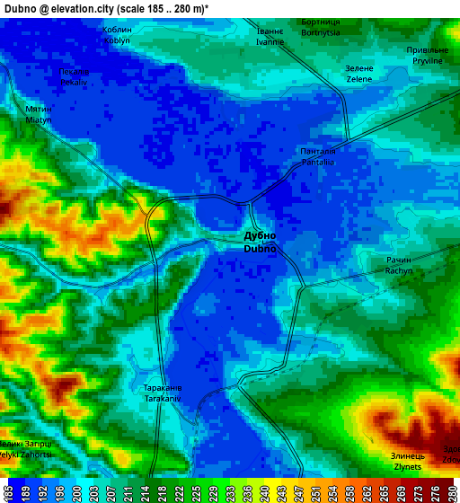 Zoom OUT 2x Dubno, Ukraine elevation map