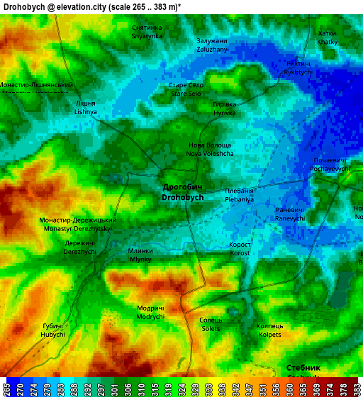 Zoom OUT 2x Drohobych, Ukraine elevation map