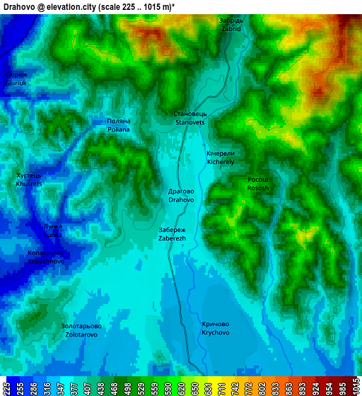 Zoom OUT 2x Drahovo, Ukraine elevation map