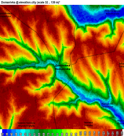 Zoom OUT 2x Domanivka, Ukraine elevation map