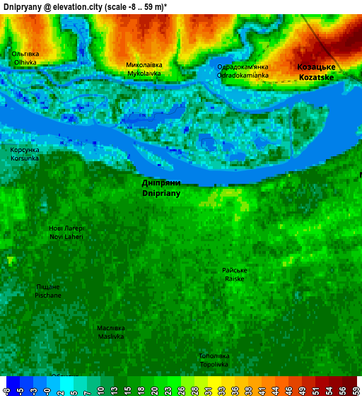 Zoom OUT 2x Dnipryany, Ukraine elevation map