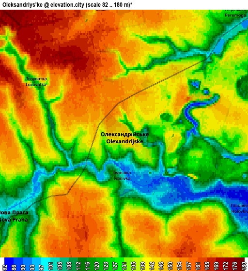 Zoom OUT 2x Oleksandriys’ke, Ukraine elevation map