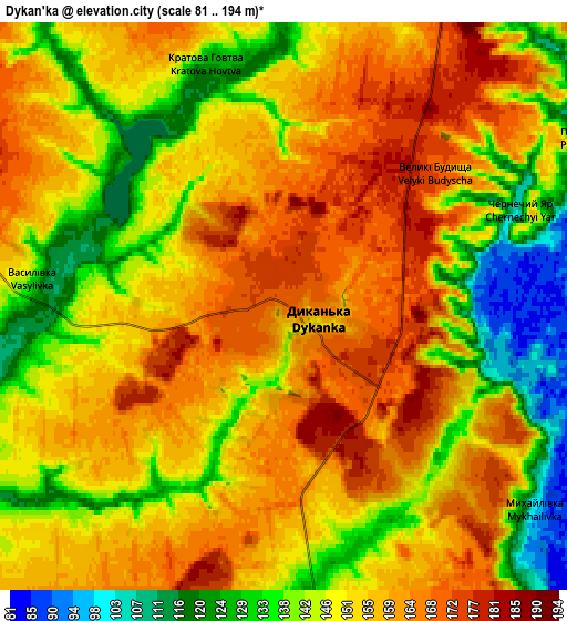 Zoom OUT 2x Dykan’ka, Ukraine elevation map