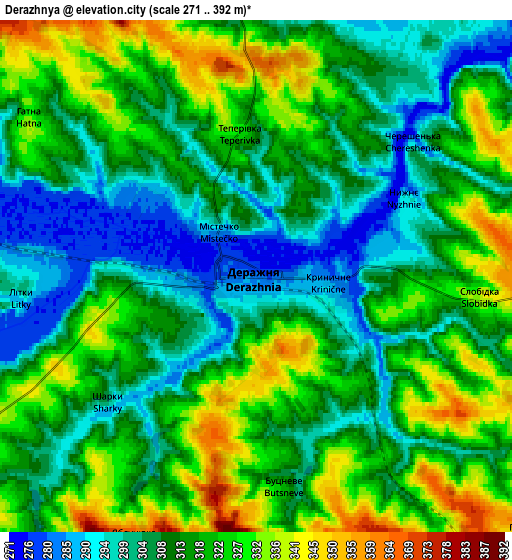 Zoom OUT 2x Derazhnya, Ukraine elevation map