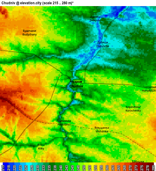 Zoom OUT 2x Chudniv, Ukraine elevation map