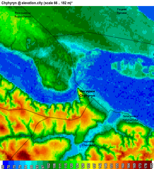 Zoom OUT 2x Chyhyryn, Ukraine elevation map