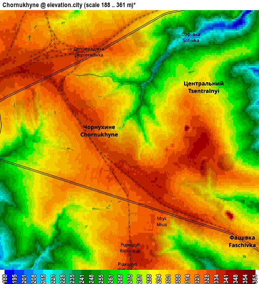 Zoom OUT 2x Chornukhyne, Ukraine elevation map