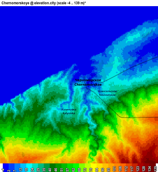 Zoom OUT 2x Chernomorskoye, Ukraine elevation map