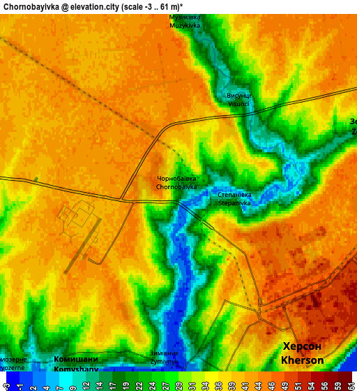 Zoom OUT 2x Chornobayivka, Ukraine elevation map