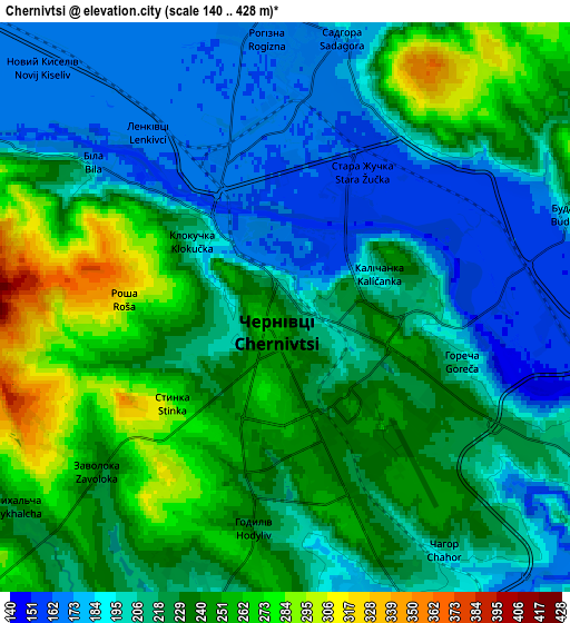 Zoom OUT 2x Chernivtsi, Ukraine elevation map