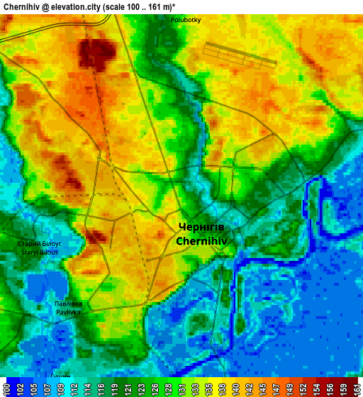 Zoom OUT 2x Chernihiv, Ukraine elevation map