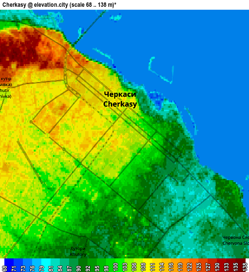 Zoom OUT 2x Cherkasy, Ukraine elevation map