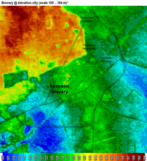 Zoom OUT 2x Brovary, Ukraine elevation map