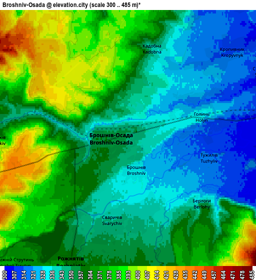 Zoom OUT 2x Broshniv-Osada, Ukraine elevation map