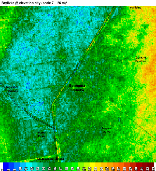 Zoom OUT 2x Brylivka, Ukraine elevation map