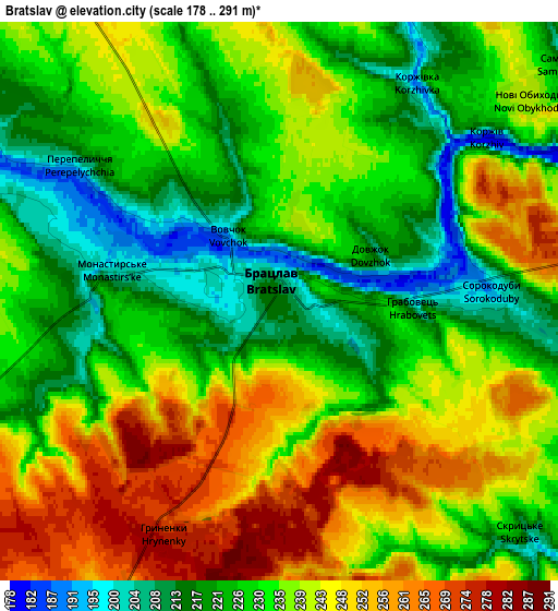 Zoom OUT 2x Bratslav, Ukraine elevation map