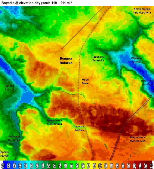 Zoom OUT 2x Boyarka, Ukraine elevation map