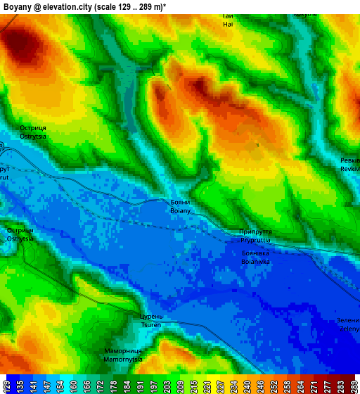 Zoom OUT 2x Boyany, Ukraine elevation map