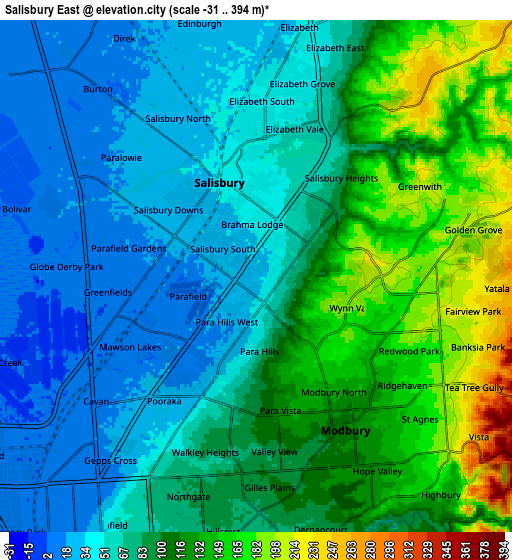 Zoom OUT 2x Salisbury East, Australia elevation map