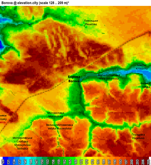 Zoom OUT 2x Borova, Ukraine elevation map