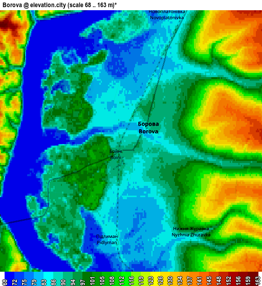 Zoom OUT 2x Borova, Ukraine elevation map