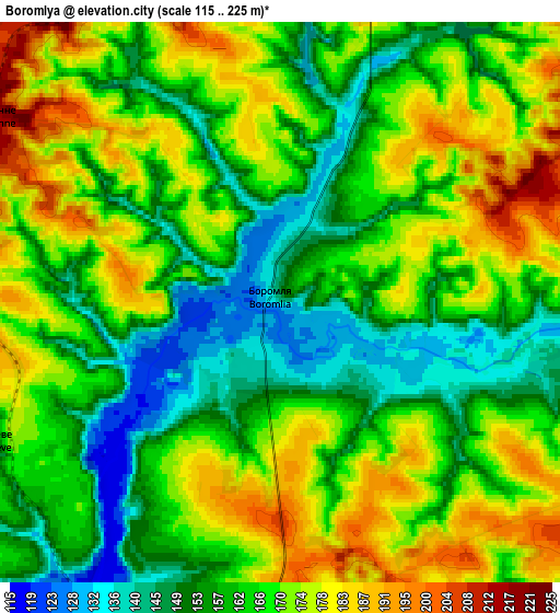 Zoom OUT 2x Boromlya, Ukraine elevation map