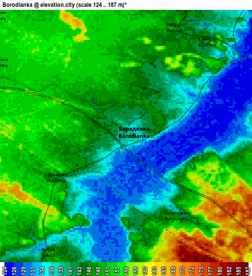 Zoom OUT 2x Borodianka, Ukraine elevation map