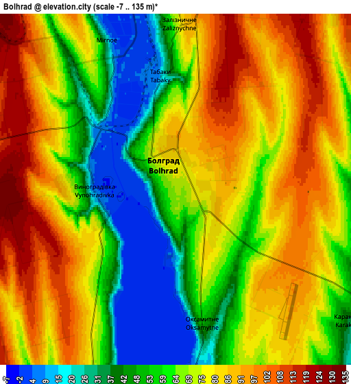 Zoom OUT 2x Bolhrad, Ukraine elevation map