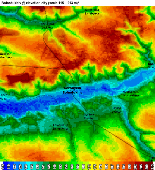 Zoom OUT 2x Bohodukhiv, Ukraine elevation map