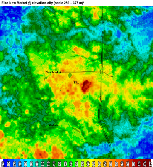 Zoom OUT 2x Elko New Market, United States elevation map