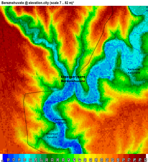 Zoom OUT 2x Bereznehuvate, Ukraine elevation map