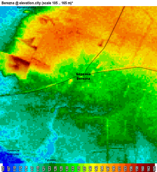 Zoom OUT 2x Berezna, Ukraine elevation map