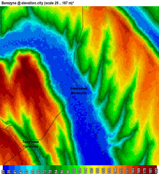 Zoom OUT 2x Berezyne, Ukraine elevation map