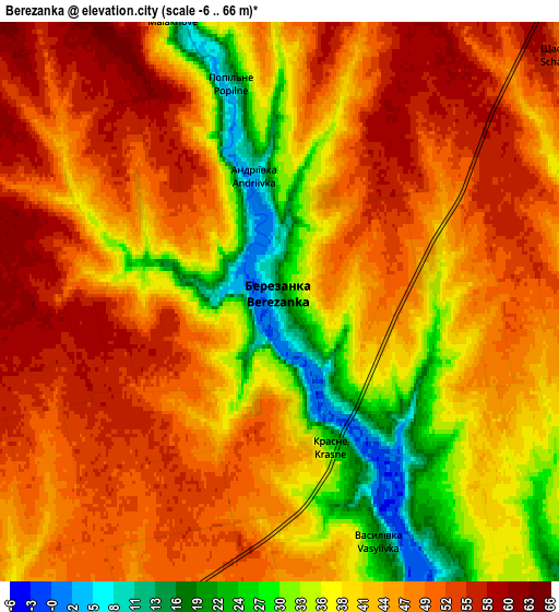 Zoom OUT 2x Berezanka, Ukraine elevation map