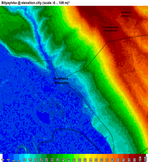 Zoom OUT 2x Bilyayivka, Ukraine elevation map