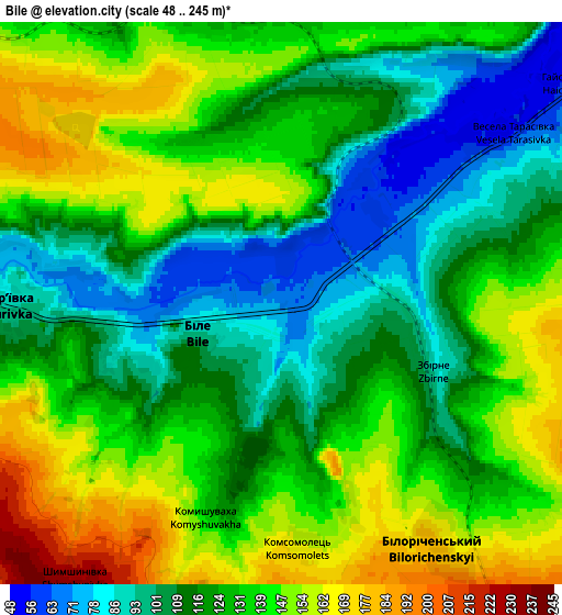 Zoom OUT 2x Bile, Ukraine elevation map