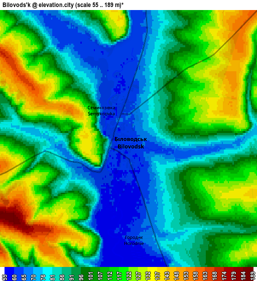 Zoom OUT 2x Bilovods'k, Ukraine elevation map