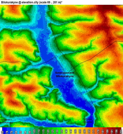 Zoom OUT 2x Bilokurakyne, Ukraine elevation map