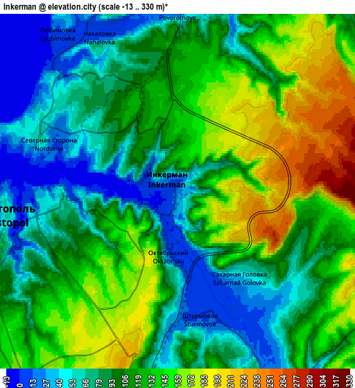 Zoom OUT 2x Inkerman, Ukraine elevation map