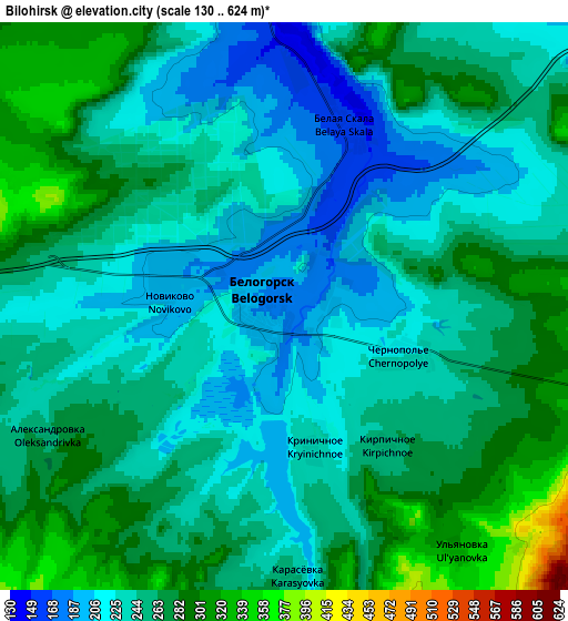 Zoom OUT 2x Bilohirsk, Ukraine elevation map