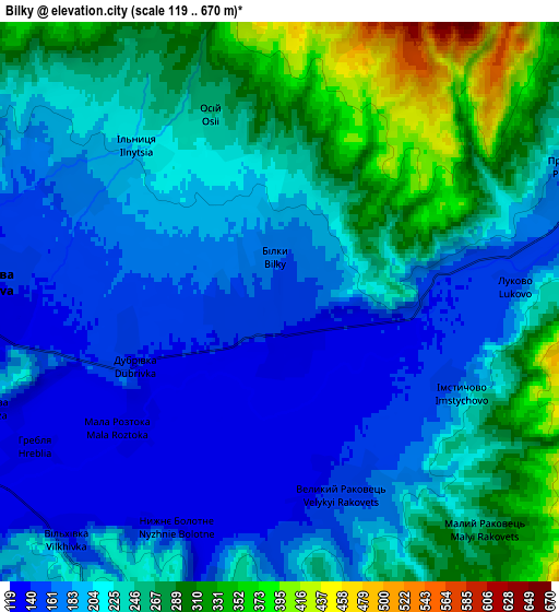 Zoom OUT 2x Bilky, Ukraine elevation map