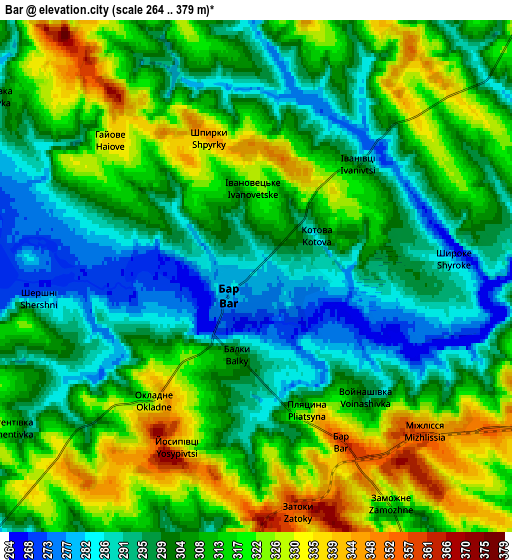 Zoom OUT 2x Bar, Ukraine elevation map