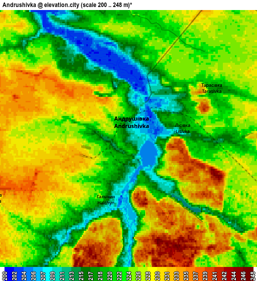 Zoom OUT 2x Andrushivka, Ukraine elevation map